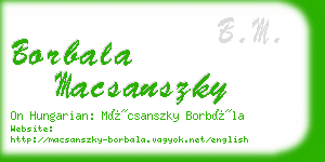 borbala macsanszky business card